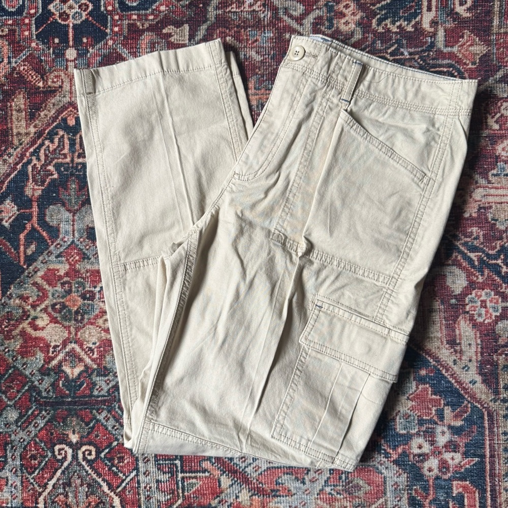 L.L. Bean Cream Cargo Pants with Relaxed Fit